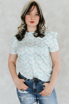 Mint Horse Printed Puff Short Sleeve Top - Cowhide and Conchos