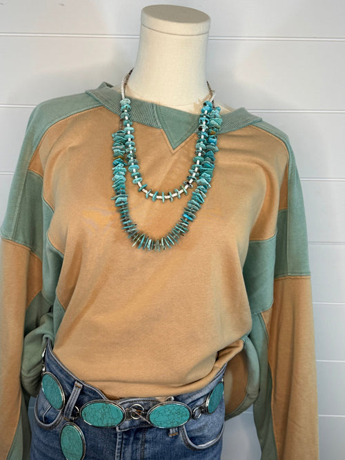 Mohican Color Block Sweatshirt - Cowhide and Conchos