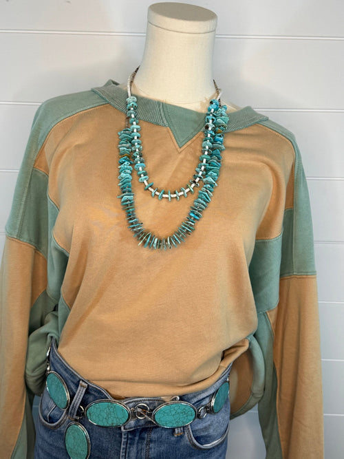 Mohican Color Block Sweatshirt - Cowhide and Conchos