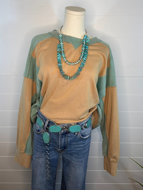 Mohican Color Block Sweatshirt - Cowhide and Conchos