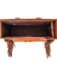 Montana West Tool Fringe Collection Concealed Carry Wide Tote - Cowhide and Conchos