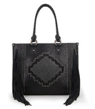 Montana West Tool Fringe Collection Concealed Carry Wide Tote - Cowhide and Conchos