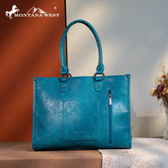Montana West Tool Fringe Collection Concealed Carry Wide Tote - Cowhide and Conchos