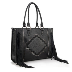 Montana West Tool Fringe Collection Concealed Carry Wide Tote - Cowhide and Conchos