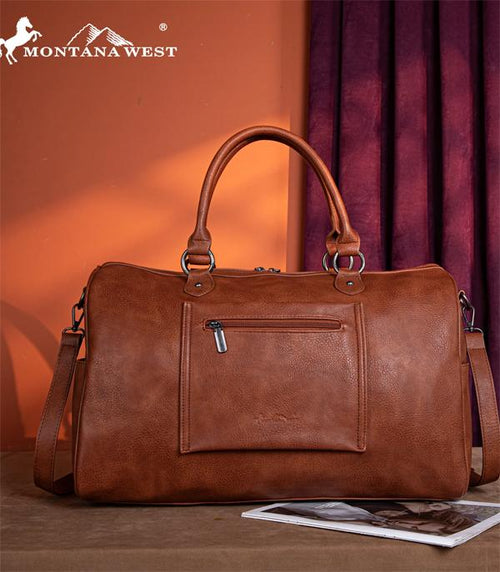 Montana West Tooled Collection Duffle Bag - Cowhide and Conchos