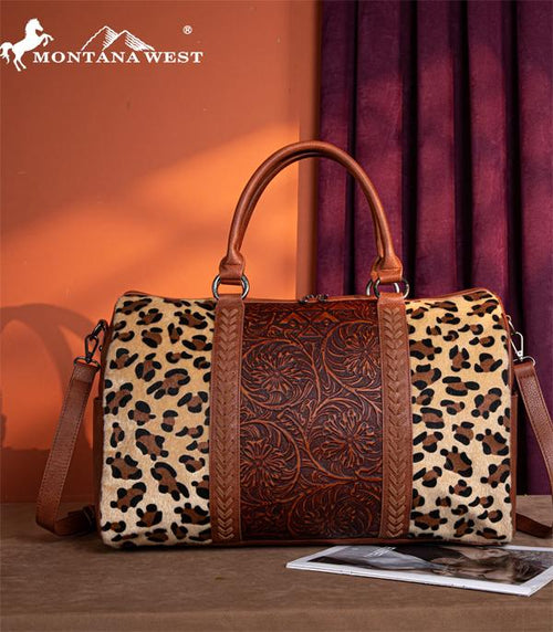 Montana West Tooled Collection Duffle Bag - Cowhide and Conchos