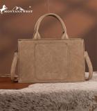 Montana West Tooled Tote Crossbody Bag - Tan - Cowhide and Conchos