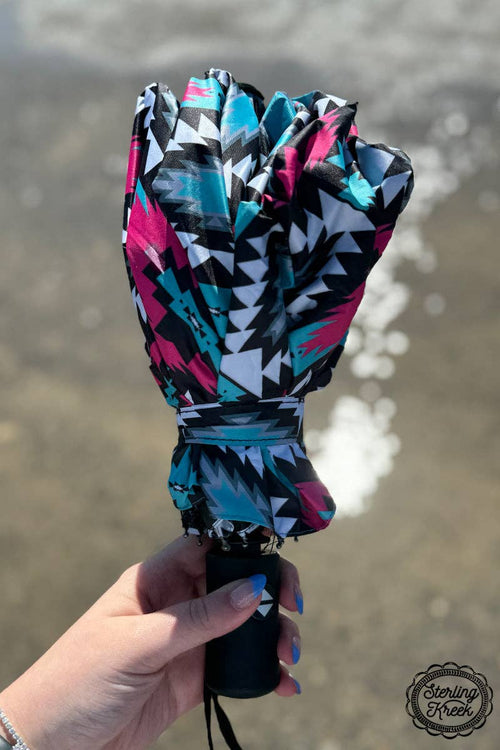 Montezuma Umbrella - Cowhide and Conchos