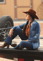 Mulit Denim Patchwork Blazer W Front Pockets - Cowhide and Conchos