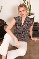 Multi Dot Print Sleeveless Button Down Blouse - Cowhide and Conchos