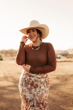Multicolor Bead Necklace - Cowhide and Conchos