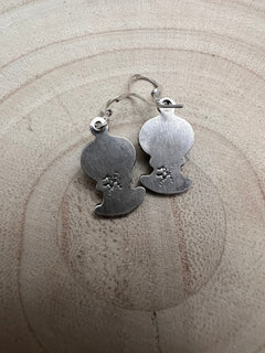 Navajo Handmade Kingman Turquoise Earrings by Sharon McCarthy - Cowhide and Conchos