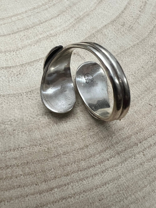 Navajo Handmade Opal Adjustable Ring by Genevieve Francisco - Cowhide and Conchos