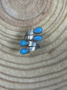 Navajo Handmade Opal Adjustable Ring by Thomas Yazzie - Adjustable size ring 7 - 8.5 - Cowhide and Conchos