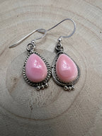 Navajo Handmade Pink Conch Earrings by Aneesa Martinez - Cowhide and Conchos