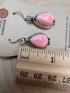 Navajo Handmade Pink Conch Earrings by Aneesa Martinez - Cowhide and Conchos