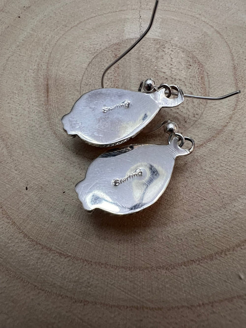 Navajo Handmade Pink Conch Earrings by Aneesa Martinez - Cowhide and Conchos