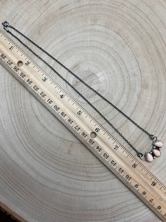 Navajo Handmade Pink Conch Necklace by Maxine Ramirez - 16 inch - Cowhide and Conchos