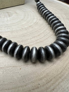 Navajo Style Pearl Necklace & Earring Set - 48 inch - Cowhide and Conchos