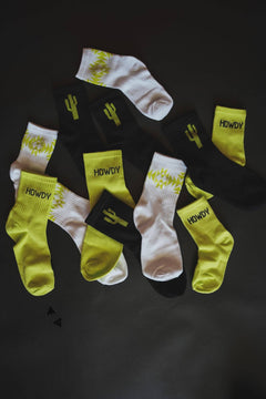 Neon Cactus Western Socks - Cowhide and Conchos