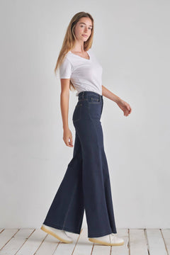 O2 Front Seam Wide Leg Denim Jeans - Dark wash - Cowhide and Conchos