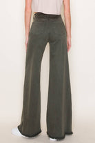 O2 Front Seam Wide Leg Denim Jeans - Olive - Cowhide and Conchos