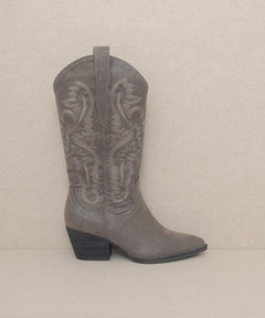 Oasis Society Amaya - Classic Western Boot - Cowhide and Conchos
