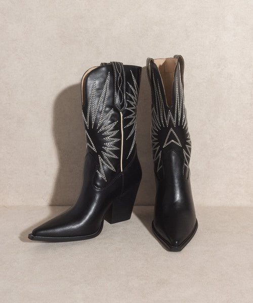 OASIS SOCIETY Emersyn - Starburst Embroidery Boots - Cowhide and Conchos