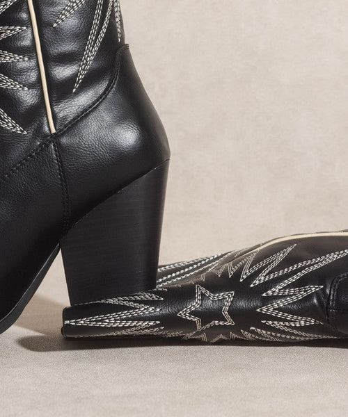 OASIS SOCIETY Emersyn - Starburst Embroidery Boots - Cowhide and Conchos