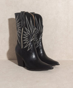 OASIS SOCIETY Emersyn - Starburst Embroidery Boots - Cowhide and Conchos