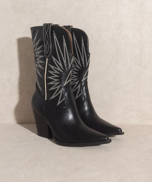 OASIS SOCIETY Emersyn - Starburst Embroidery Boots - Cowhide and Conchos