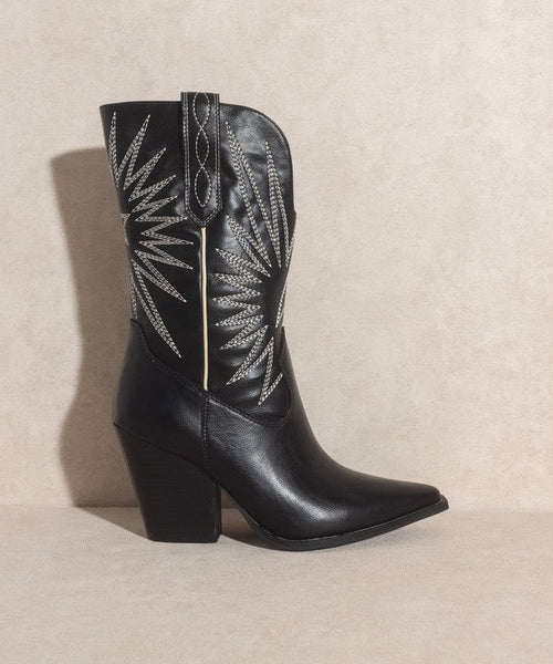 OASIS SOCIETY Emersyn - Starburst Embroidery Boots - Cowhide and Conchos