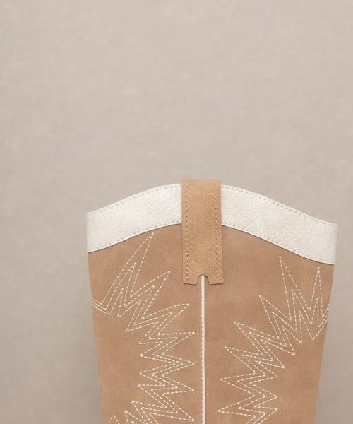 OASIS SOCIETY Halle - Paneled Cowboy Boots - Cowhide and Conchos