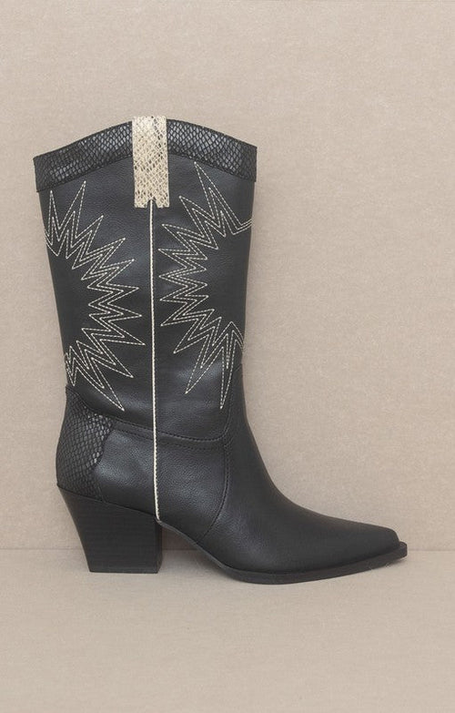 OASIS SOCIETY Halle - Paneled Cowboy Boots - Cowhide and Conchos