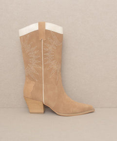 OASIS SOCIETY Halle - Paneled Cowboy Boots - Cowhide and Conchos