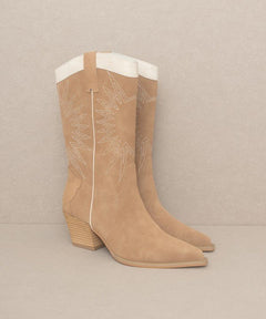 OASIS SOCIETY Halle - Paneled Cowboy Boots - Cowhide and Conchos