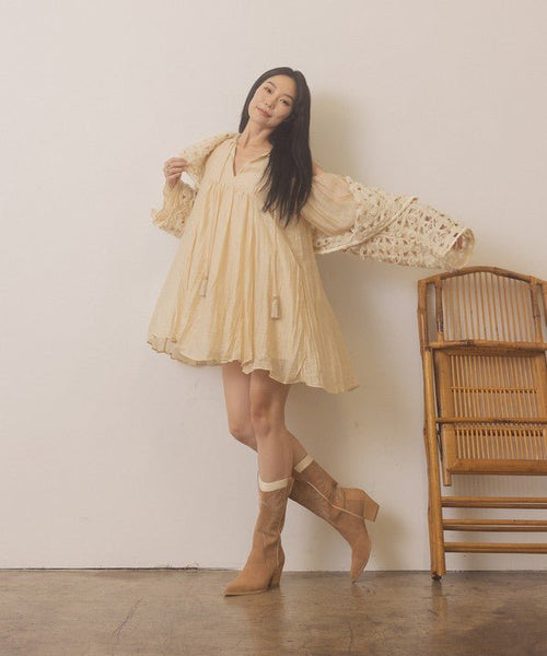 OASIS SOCIETY Halle - Paneled Cowboy Boots - Cowhide and Conchos