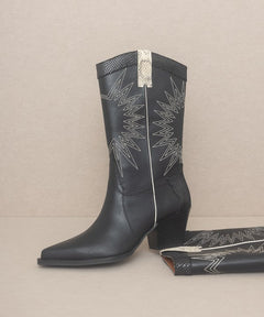 OASIS SOCIETY Halle - Paneled Cowboy Boots - Cowhide and Conchos