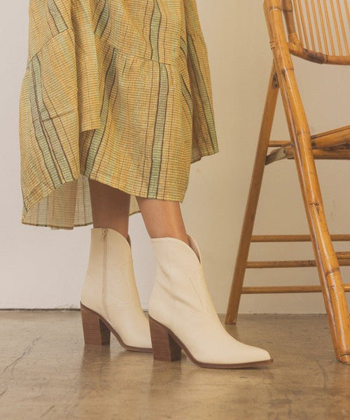 OASIS SOCIETY Harmony - Two Panel Western Booties - Cowhide and Conchos