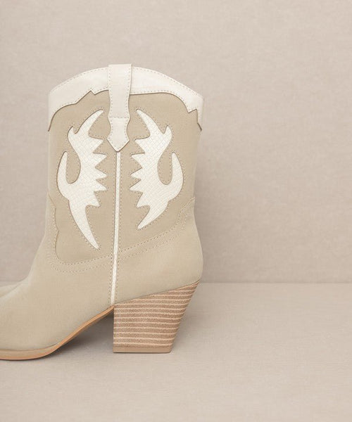 OASIS SOCIETY Houston - Layered Panel Cowboy Boots - Cowhide and Conchos