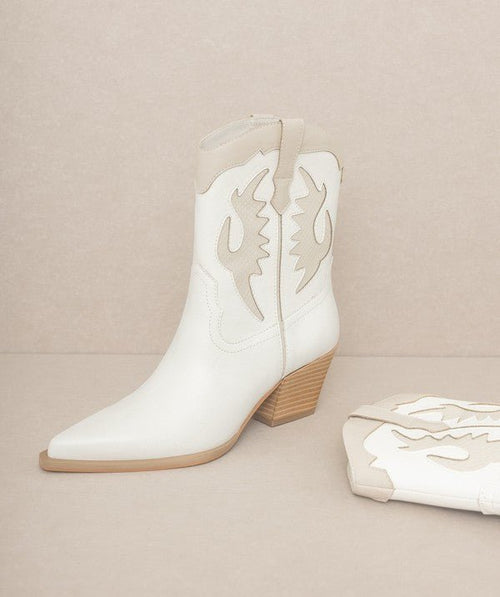 OASIS SOCIETY Houston - Layered Panel Cowboy Boots - Cowhide and Conchos