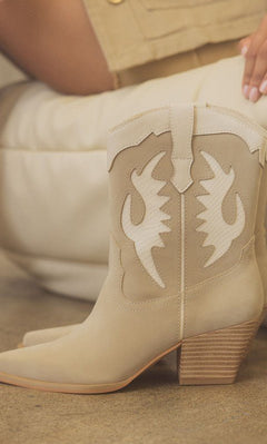 OASIS SOCIETY Houston - Layered Panel Cowboy Boots - Cowhide and Conchos