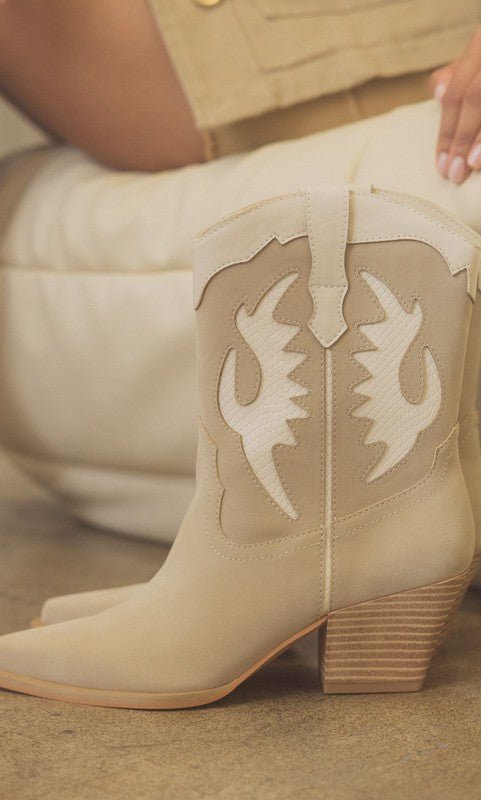 OASIS SOCIETY Houston - Layered Panel Cowboy Boots - Cowhide and Conchos