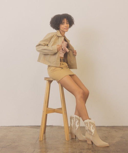 OASIS SOCIETY Houston - Layered Panel Cowboy Boots - Cowhide and Conchos