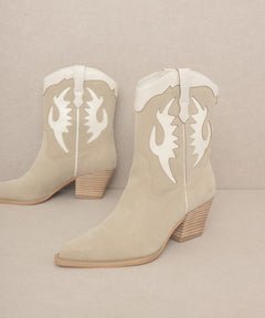 OASIS SOCIETY Houston - Layered Panel Cowboy Boots - Cowhide and Conchos
