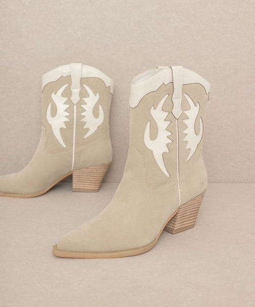 OASIS SOCIETY Houston - Layered Panel Cowboy Boots - Cowhide and Conchos