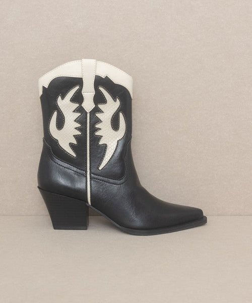 OASIS SOCIETY Houston - Layered Panel Cowboy Boots - Cowhide and Conchos