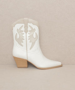 OASIS SOCIETY Houston - Layered Panel Cowboy Boots - Cowhide and Conchos