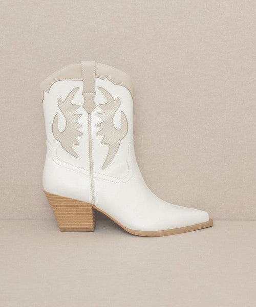 OASIS SOCIETY Houston - Layered Panel Cowboy Boots - Cowhide and Conchos