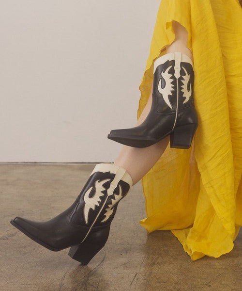OASIS SOCIETY Houston - Layered Panel Cowboy Boots - Cowhide and Conchos